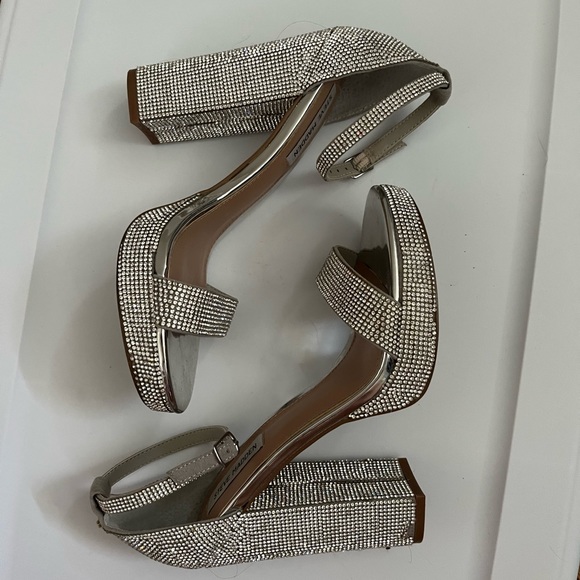 Steve Madden CARRSON-R CRYSTAL Chunky Heel Full Rhinestone Glam - Picture 6 of 12